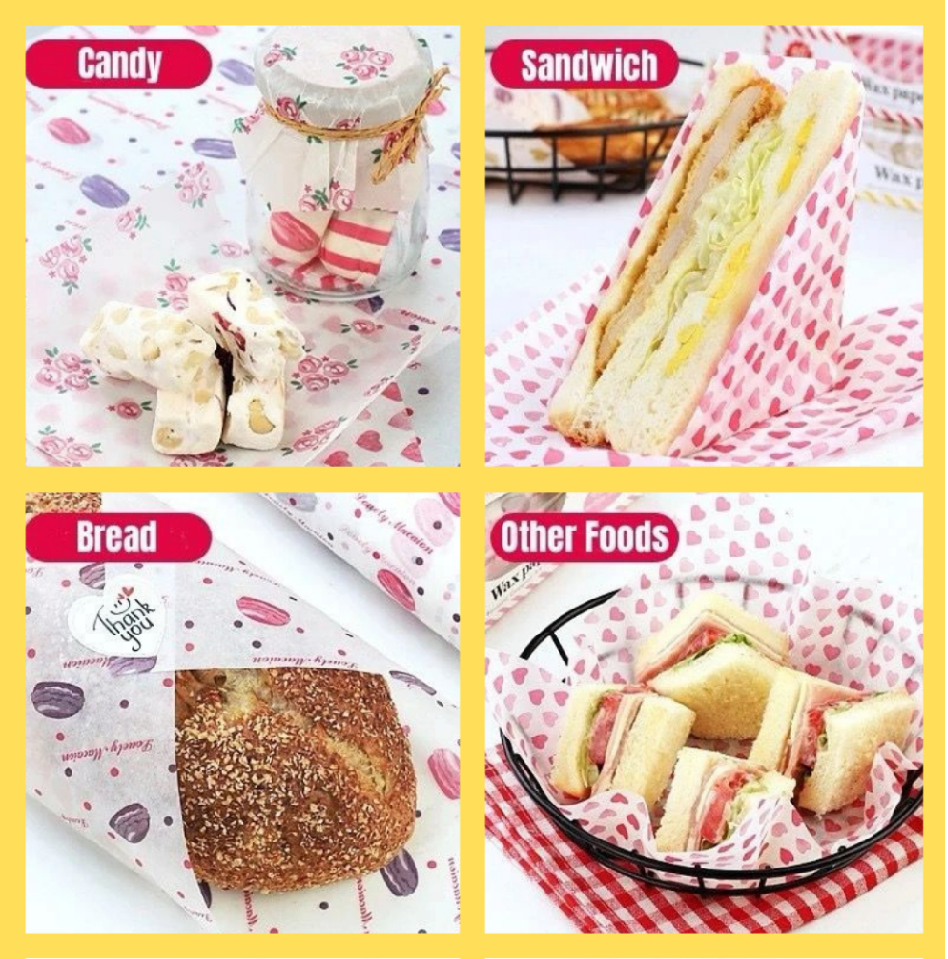 Alas Nasi Bento Kertas Pembungkus Makanan Roti Sandwich Burger Dessert — 3