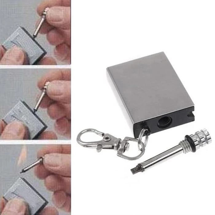 Gantungan Kunci Multifungsi Stainless Steel dengan Korek Api — 6