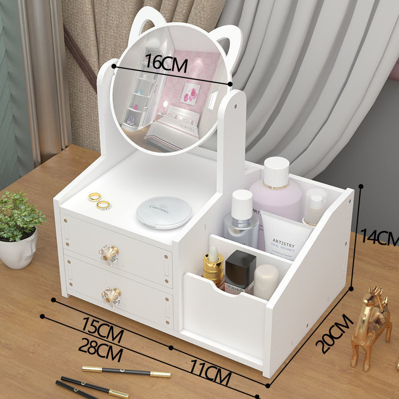 Rak Makeup 2 Susun dengan Cermin Telinga Kelinci PVC — 6