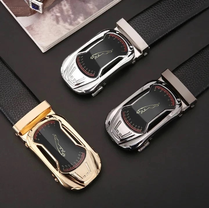 Gesper Ikat Pinggang Pria Sabuk Kulit Kasual Otomatis Motif Jaguar — 7