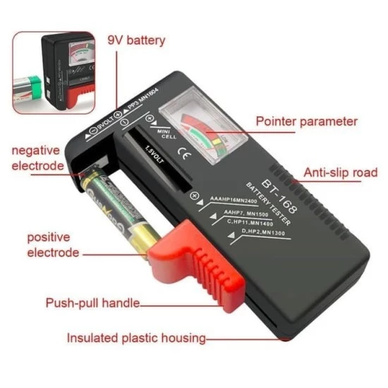 Alat Test Mengecek Kondisi Baterai AA AAA Kancing Volt Tester Efektif — 6