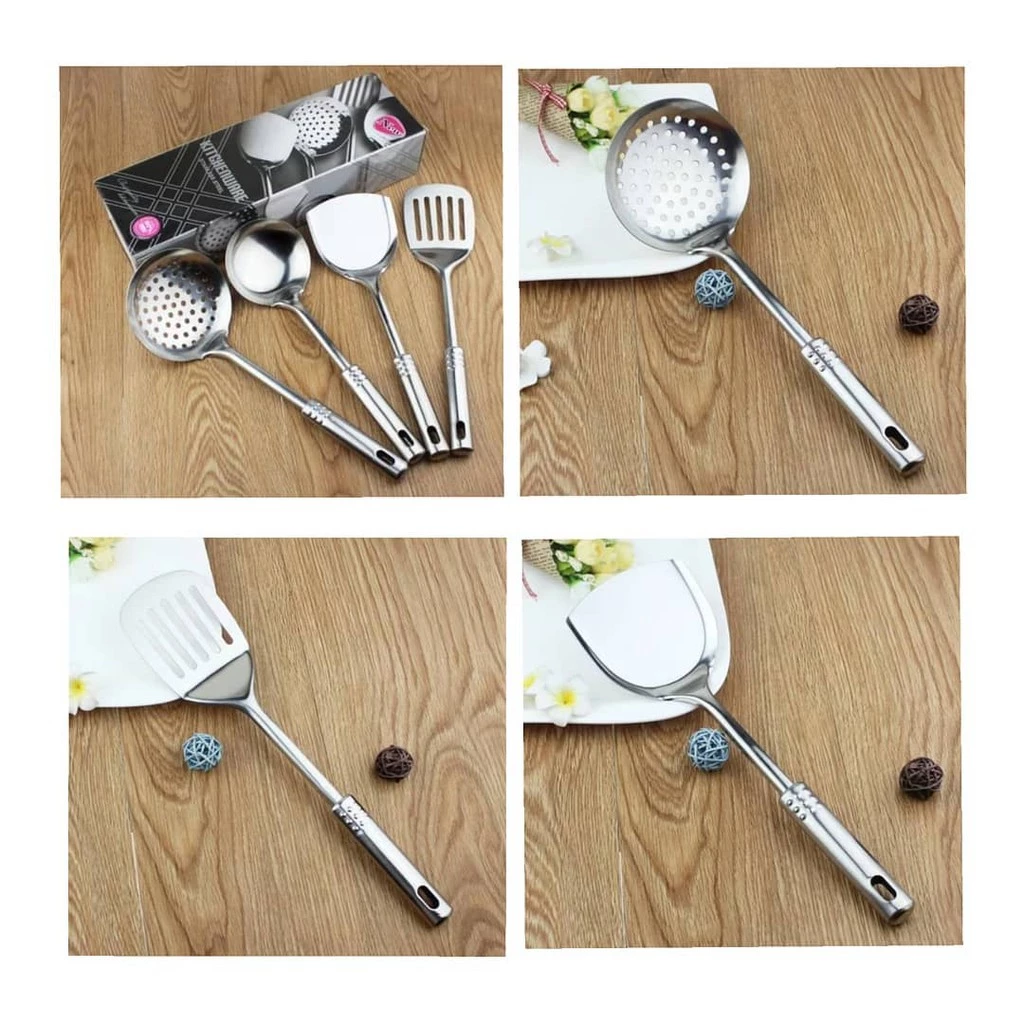 Set Spatula Alat Masak 4in1 Sederhana Stainless Steel Tebal 4pcs — 2