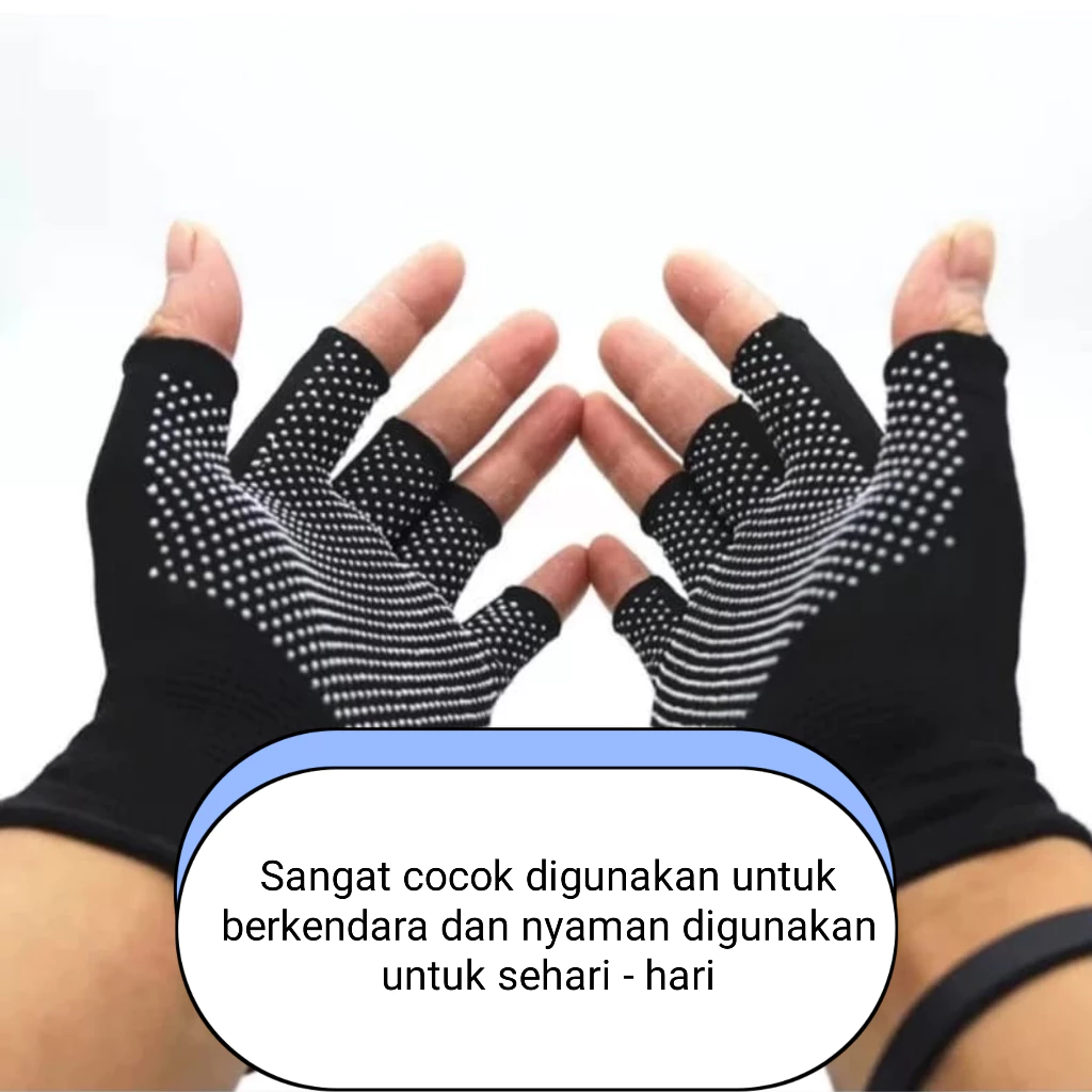 Sarung Tangan Motor Half Finger Jari Terbuka Anti Slip — 3