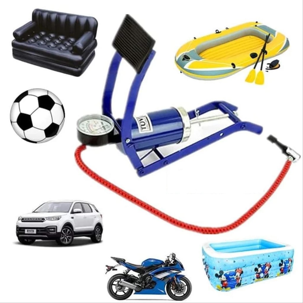 Pompa Angin Injak Portable Bola Ban Mobil Motor Sepeda Foot Pump Praktis — 3