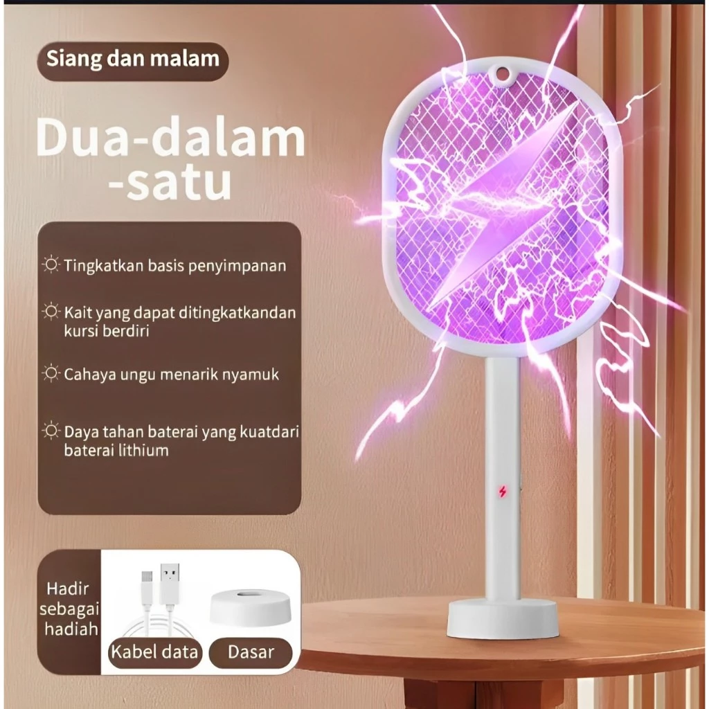 Raket Nyamuk Insect Killer Elektrik Rechargeable 2in1 Multifungsi — 6