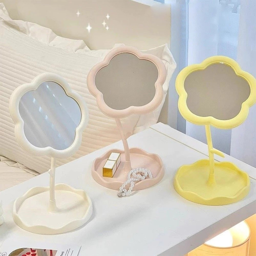 Cermin Make Up Dekorasi Kamar Aesthetic Bentuk Bunga Stand Mirror — 6