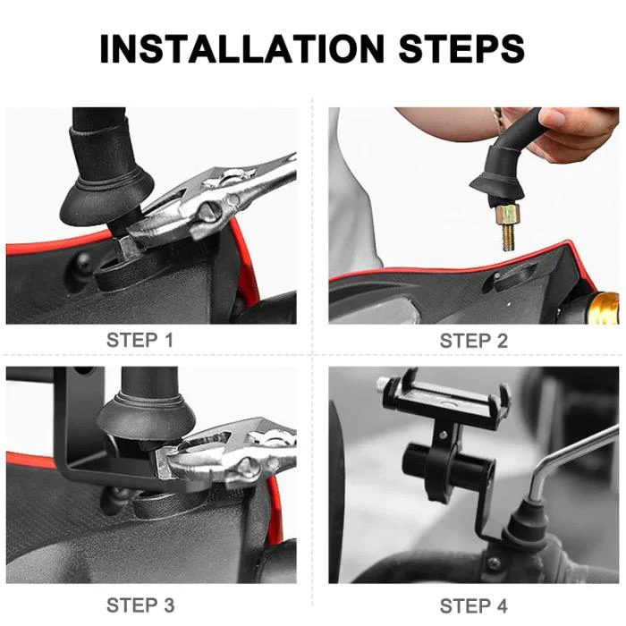 Stand Bracket Spion Holder Polos Dudukan Lampu Tembak Motor Handphone — 3