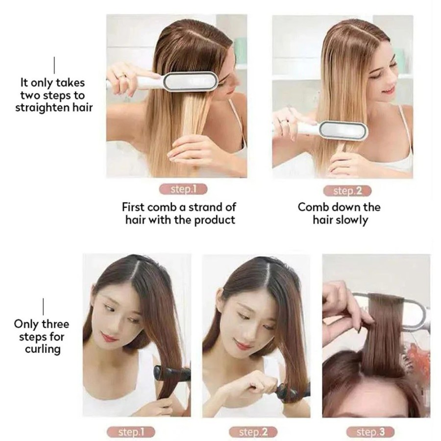 Catok Sisir Pelurus Rambut Hair Straightener Curler 2 in 1 Model SN-901 — 9