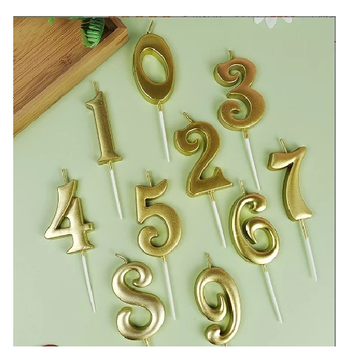 Lilin Bentuk Angka Kue Ulang Tahun Aesthetic Candle Birthday Cake Gold — 3