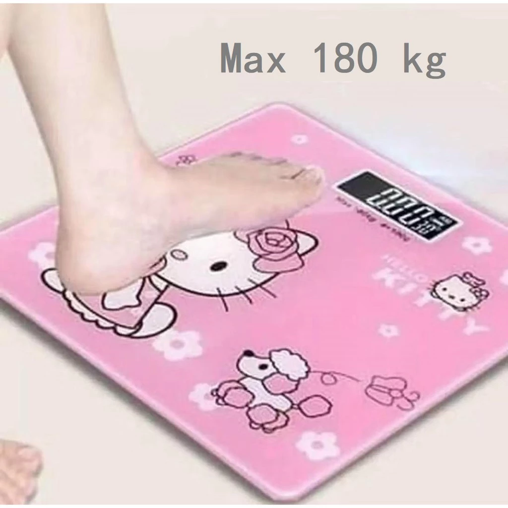 Timbangan Badan Digital LCD Karakter Hellokitty Kaca 180kg — 5
