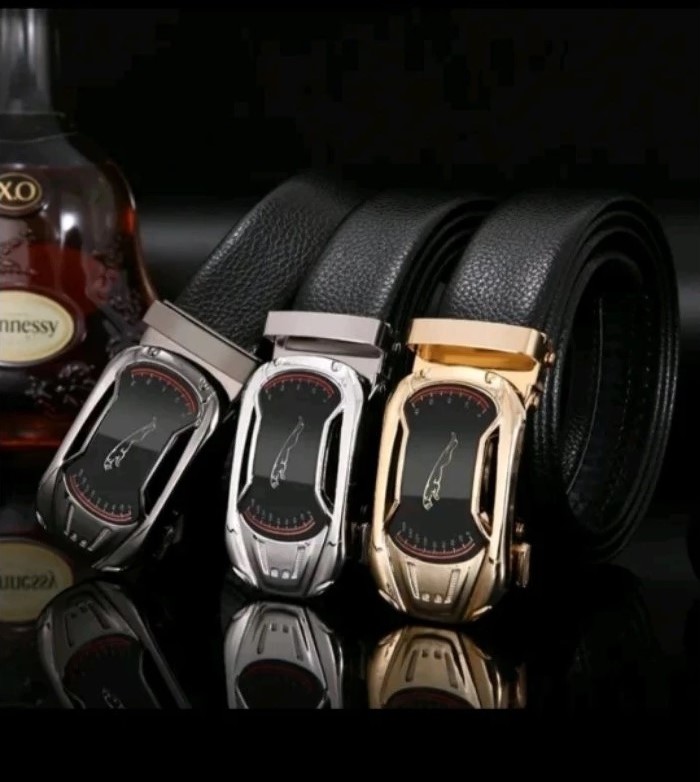 Gesper Ikat Pinggang Pria Sabuk Kulit Kasual Otomatis Motif Jaguar — 8