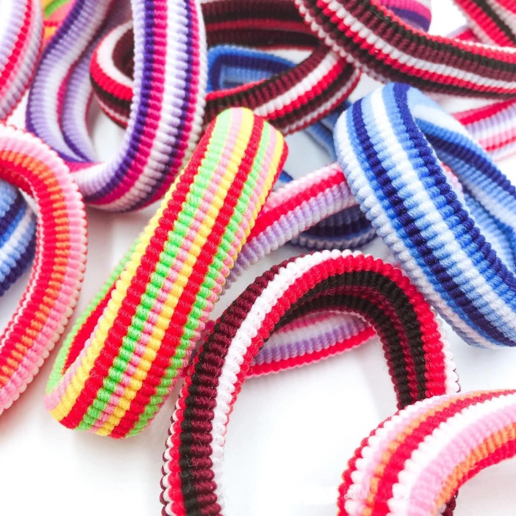 Ikat Rambut Wol Anak Dewasa Kunciran Mini Salur Warna Warni Ceria — 4