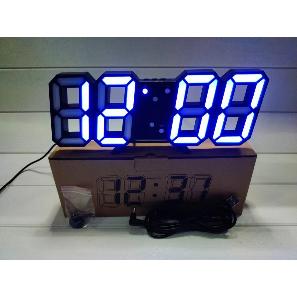 Jam Dinding Digital LED 3D Clock Aesthetic Modern Style — 7