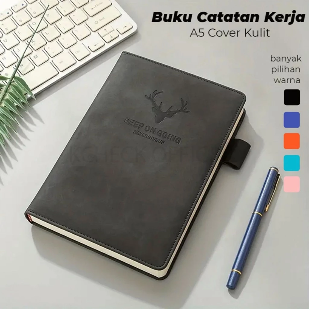 Buku Catatan Kerja Notebook A5 Cover Kulit Sintetis Elegan 100 Lembar — 3