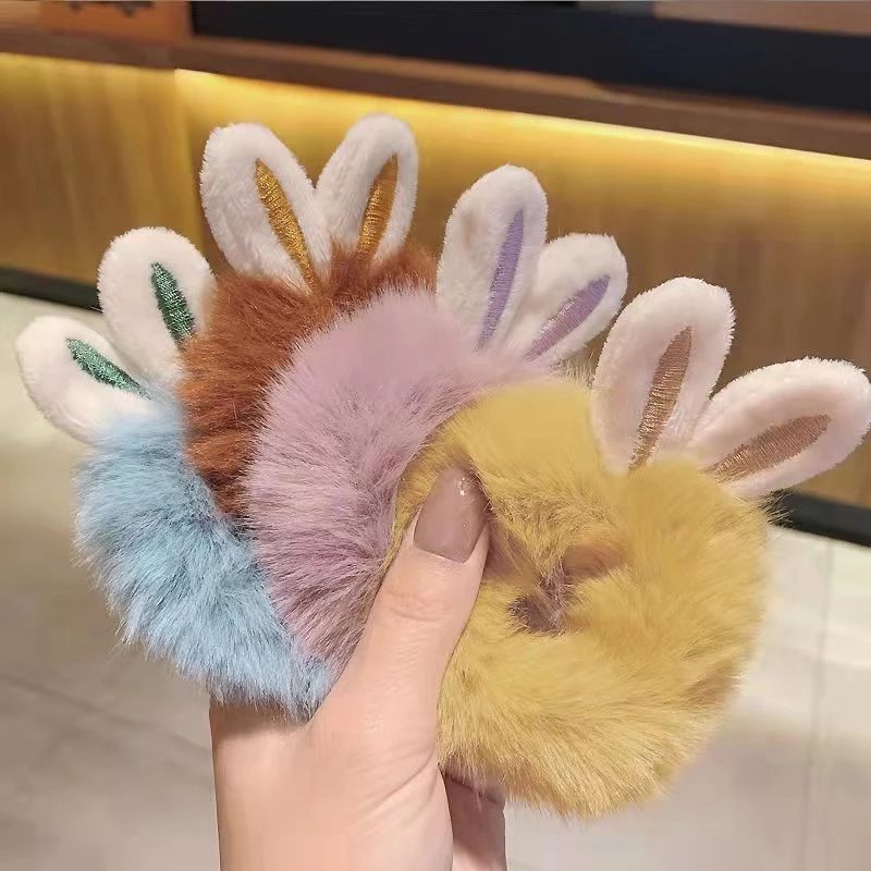 Ikat Rambut Anak Perempuan Telinga Kelinci Rabbit Bulu Halus Aesthetic — 3