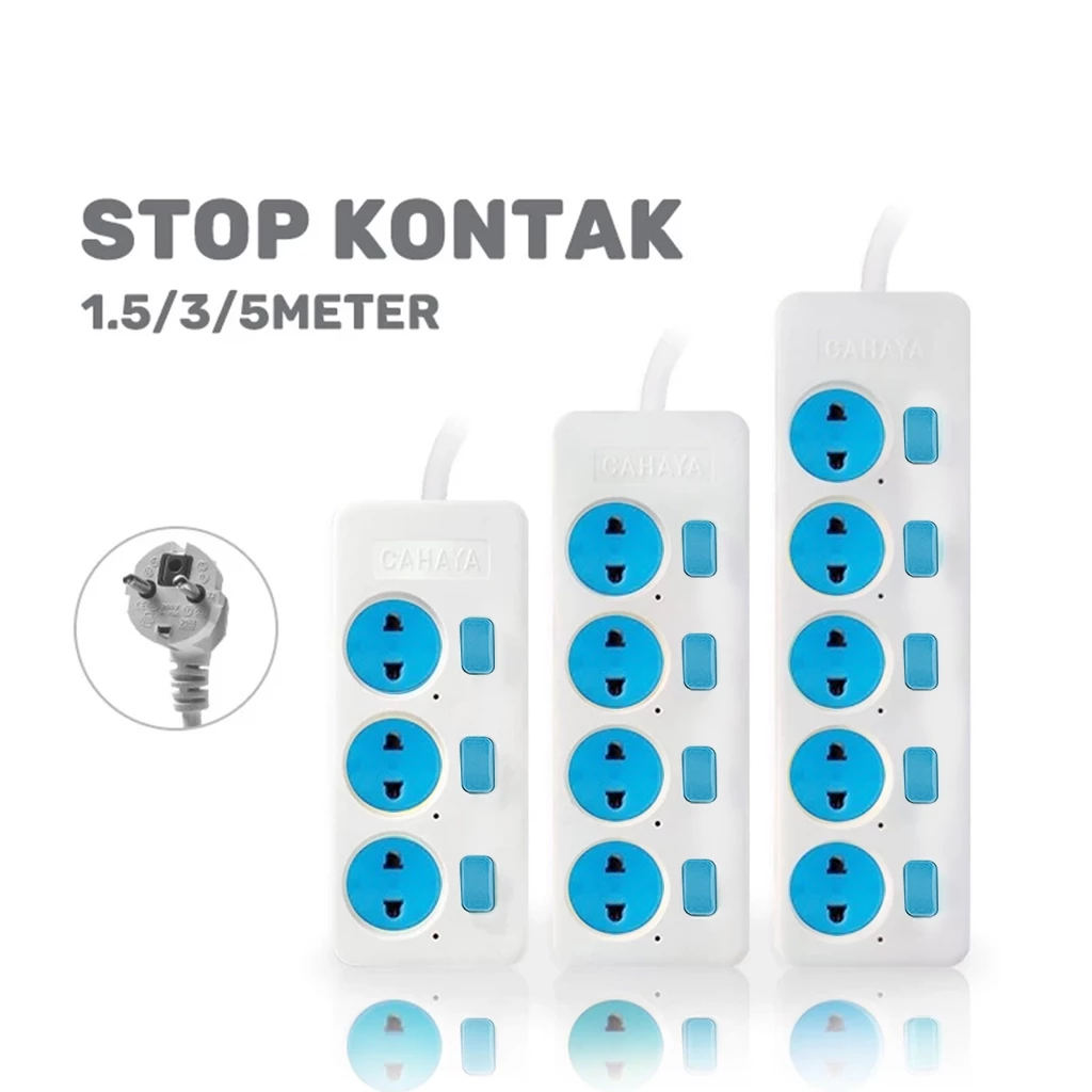 Stop Kontak Gepeng Kabel Saklar 3 4 5 Lubang 1 sampai 5 Meter SNI — 8