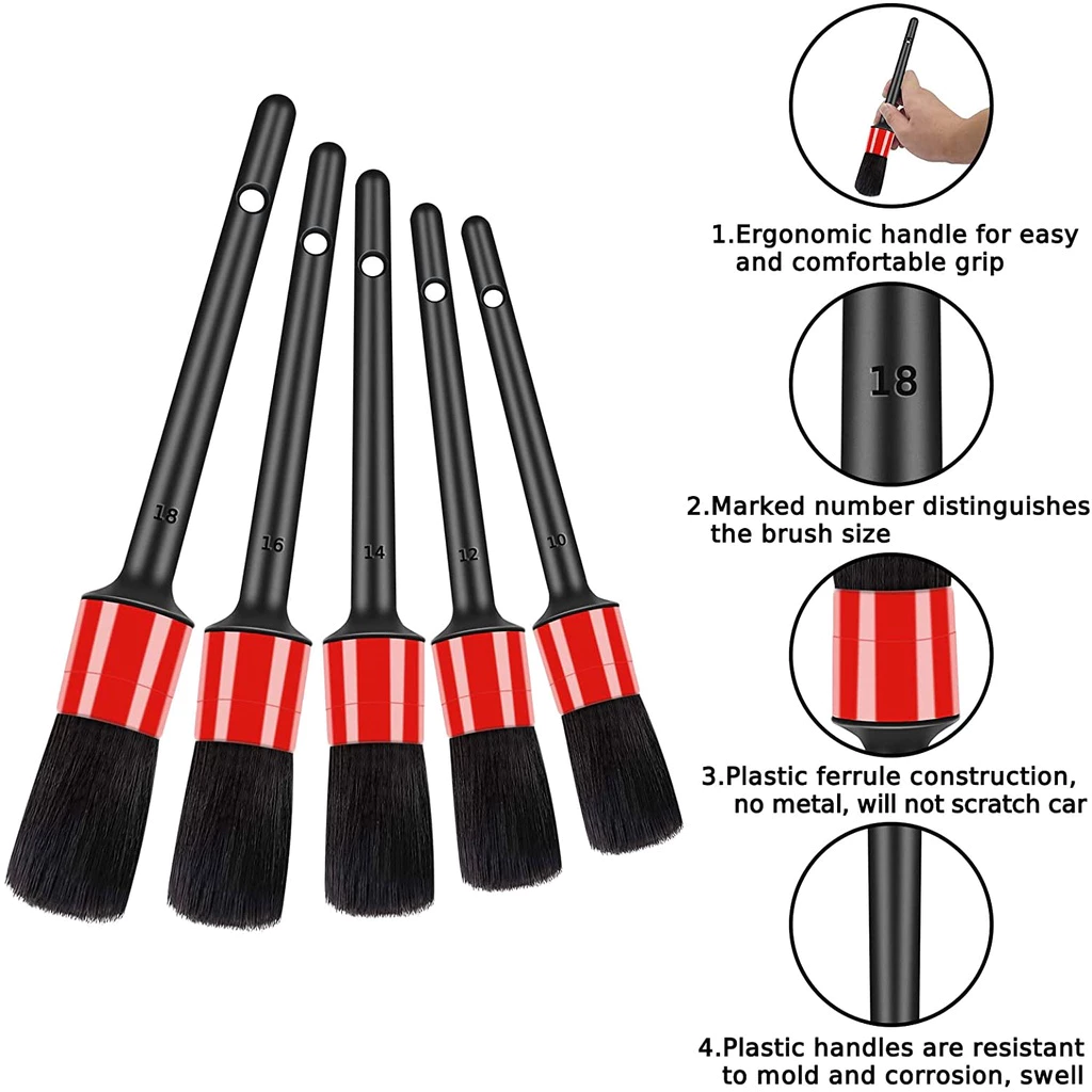 Kuas Detailing Brush Set 5 in 1 Sikat Celah Sulit Terjangkau Interior — 7