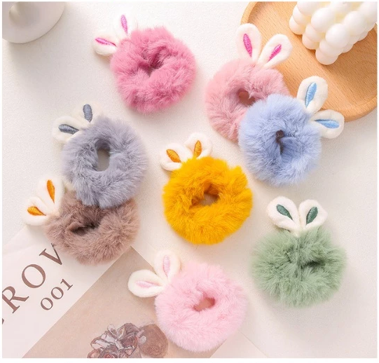 Ikat Rambut Anak Perempuan Telinga Kelinci Rabbit Bulu Halus Aesthetic — 2