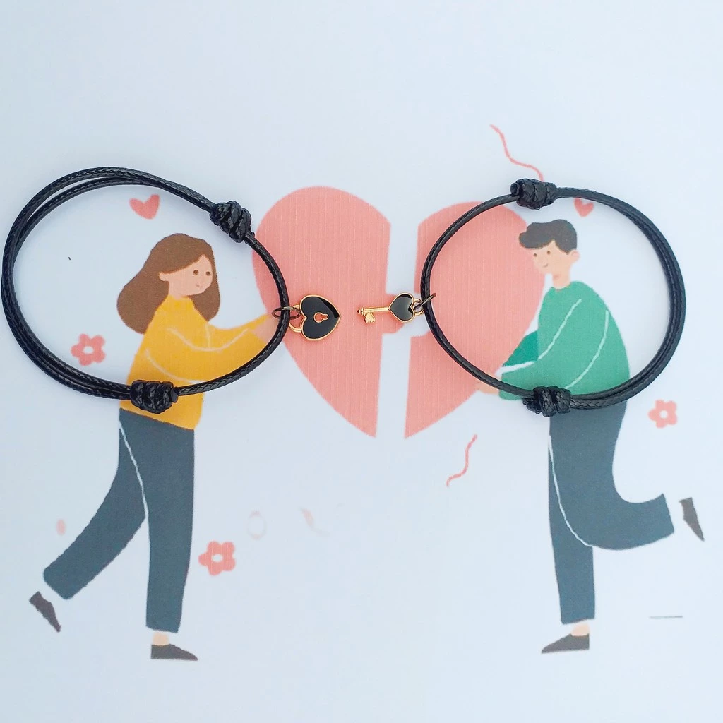 Gelang Couple Aesthetic Model Kunci dan Love Pasangan Unik Kekinian — 5