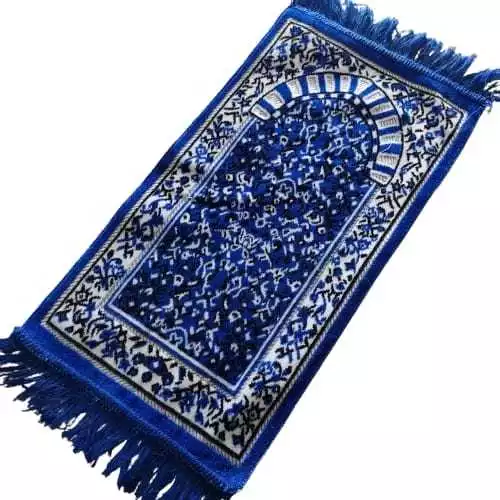 Sajadah Muka Mini Persegi Corak Timbul Velvet Solat Tarawih lebaran — 9