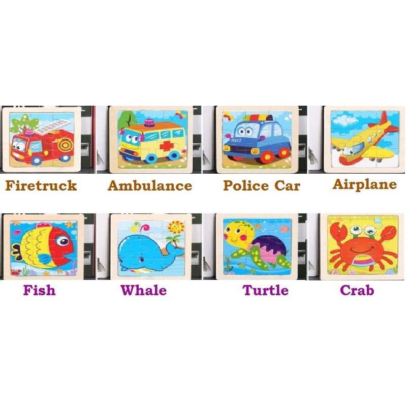 Mainan Edukasi Anak MINI WOODEN PUZZLE Jigsaw Kubus Kayu 10.5x10.5cm — 5