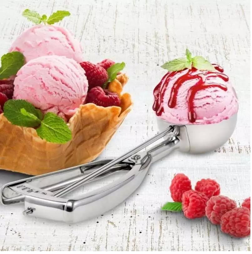 Sendok Sekop Es Krim Stainless Steel Scoop Ice Cream Adonan Kue — 3