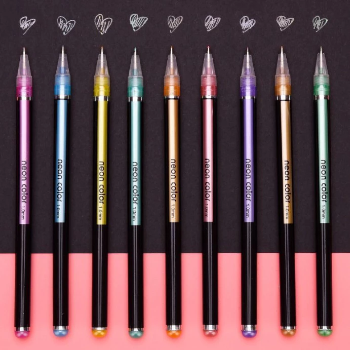 Pulpen Warna Warni Tinta 12pcs Colorful Gel Glitter Tulisan Berkilau — 10