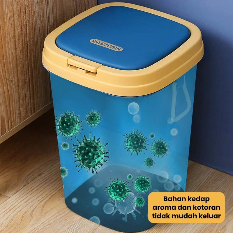 Tempat Tong Sampah Dapur Kamar Kotak Tertutup Plastik Simple Aesthetic — 6
