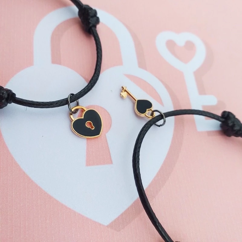 Gelang Couple Aesthetic Model Kunci dan Love Pasangan Unik Kekinian — 6