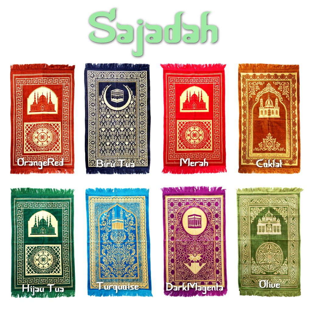 Sajadah Muka Mini Persegi Corak Timbul Velvet Solat Tarawih lebaran