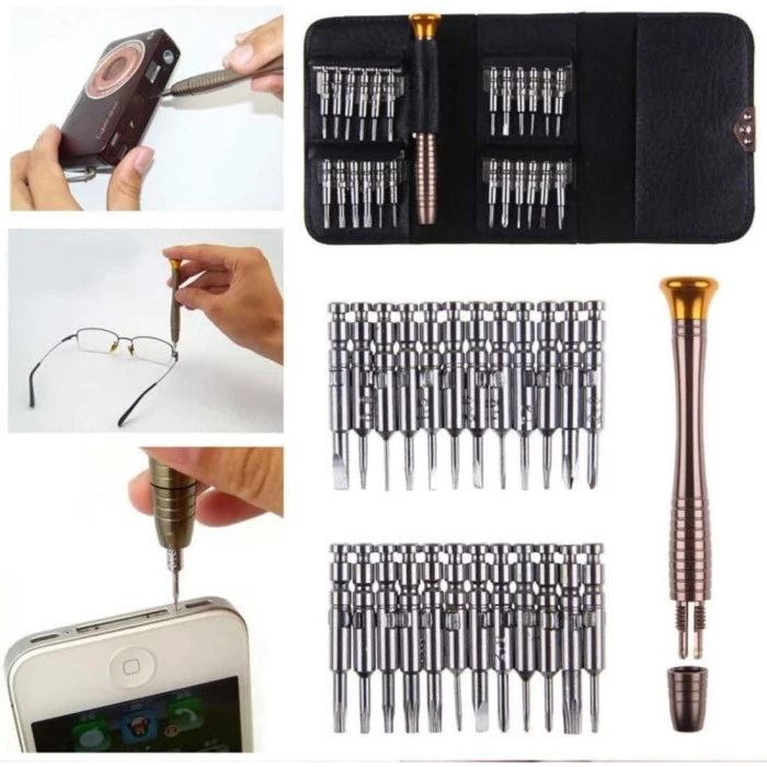 Obeng Hp 1 Set Handphone Lengkap Bintang 5 Segi Enam 25in1 — 7