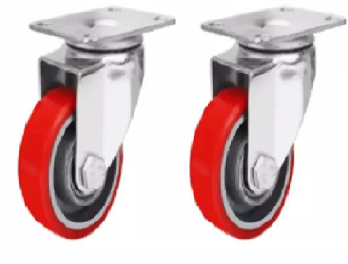 Roda Troli Etalase 4 Pcs Caster Merah Nylon PVC dengan Rem Putar