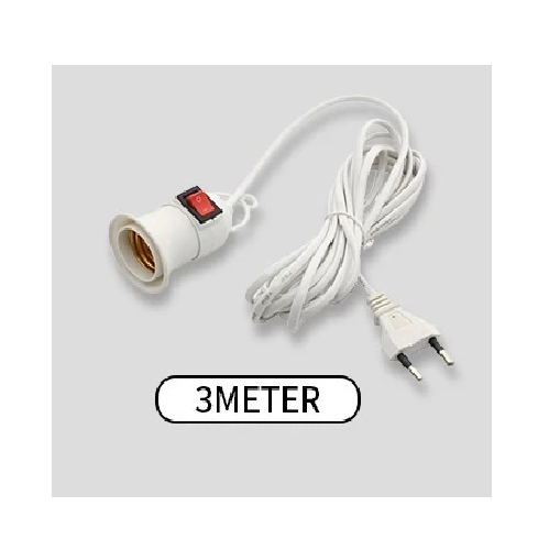 Fitting Lampu Gantung Kabel Putih Saklar On Off Colokan Fleksibel