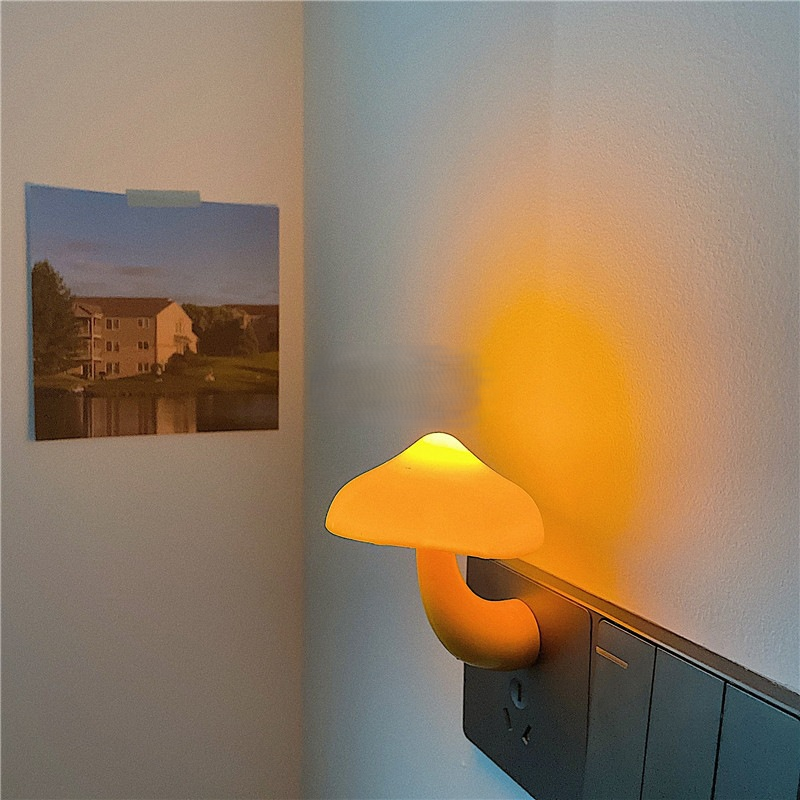 Lampu Tidur Hiasan Kamar LED Jamur Kuning Sensor Cahaya 1W — 6