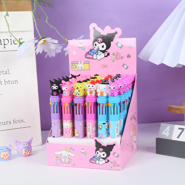 Pena Gel Pulpen Ballpoint Tinta 10 Warna Warni Motif Karakter Lucu — 9