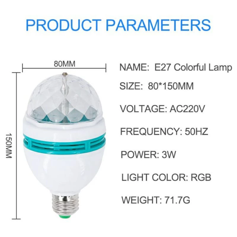 Bohlam Lampu Disco Putar Led Full Colour Rotating Lamp Warna Warni — 6