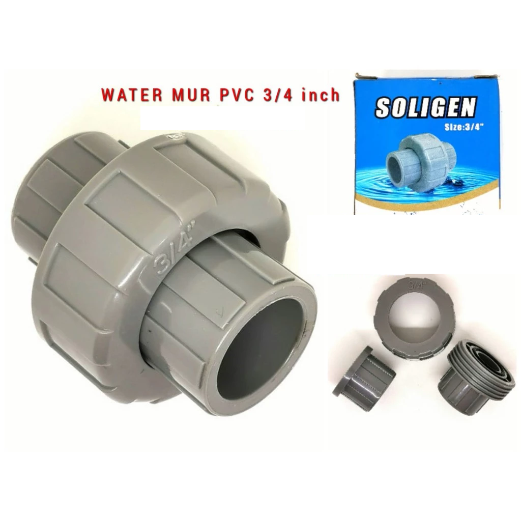 Watermur PVC Pompa Air Plastik Polos Union Fitting
