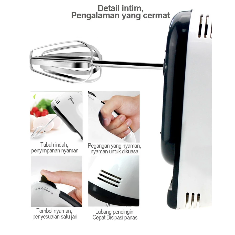 Hand Mixer Elektrik Pengaduk Adonan Kue 7 Speed 4pcs Alat Pengocok — 6
