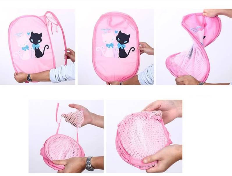 Keranjang Cucian Pakaian Baju Kotor Lipat Karakter Laundry Bag Nylon — 5