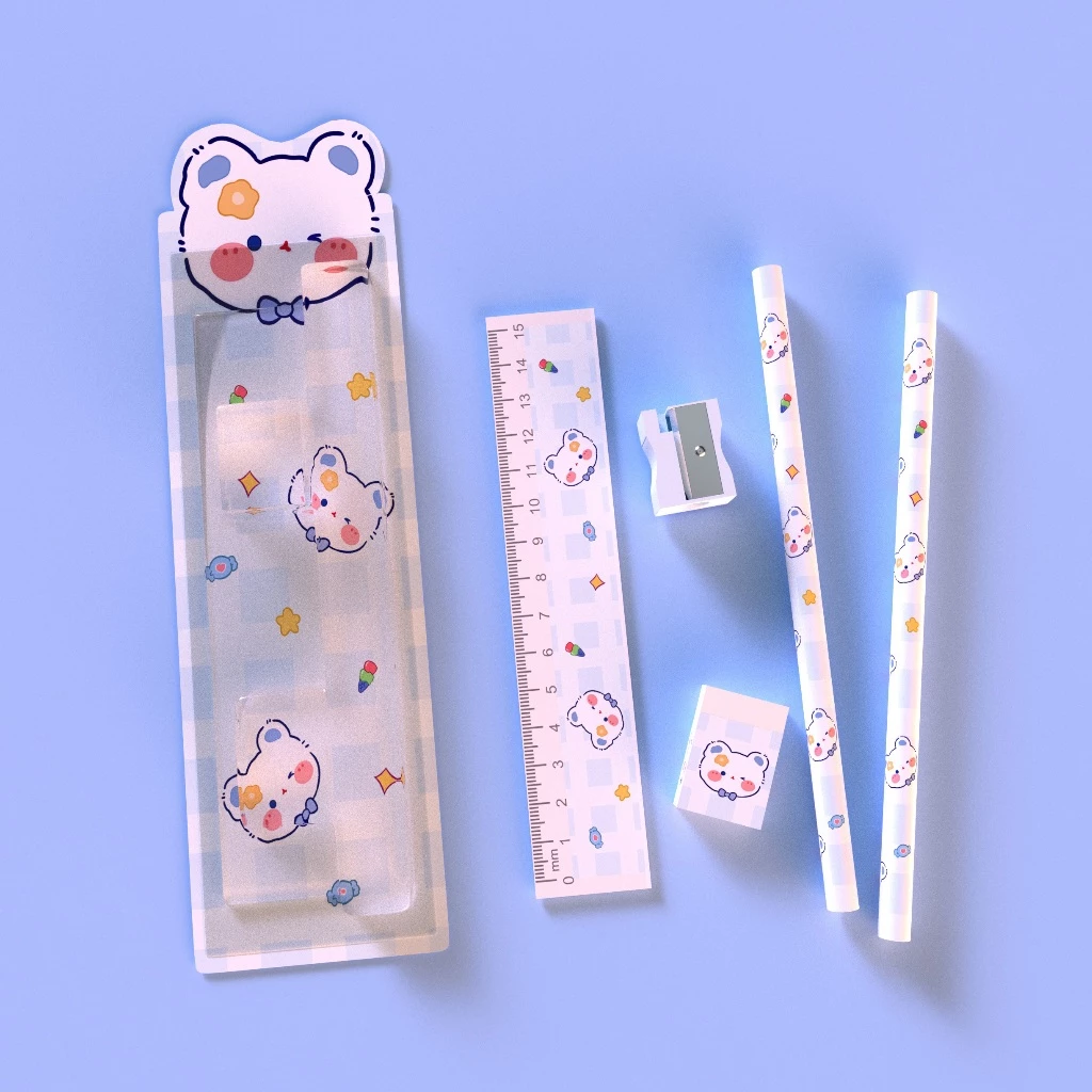 Pensil Set Anak Aimilo 5in1 Lucu untuk Tempat Pensil Sekolah — 6
