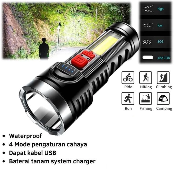 Senter L 822 Lampu Penerangan Jarak Jauh Rechargeable Flashlight