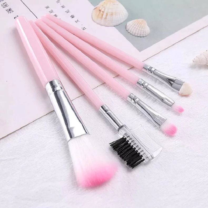Kuas Alat kosmetik Brush Makeup Mini Set 5 Pcs Praktis Travel Portable — 7