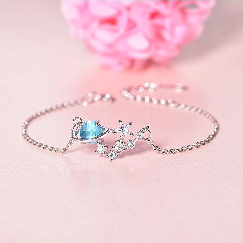 Gelang Titanium Alloy Wanita Korean Style Motif Planet Cantik Elegan — 4