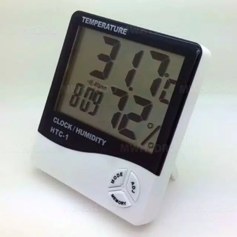Hygrometer Termometer Indoor Digital Jam Pantau Suhu Kelembaban Waktu — 5