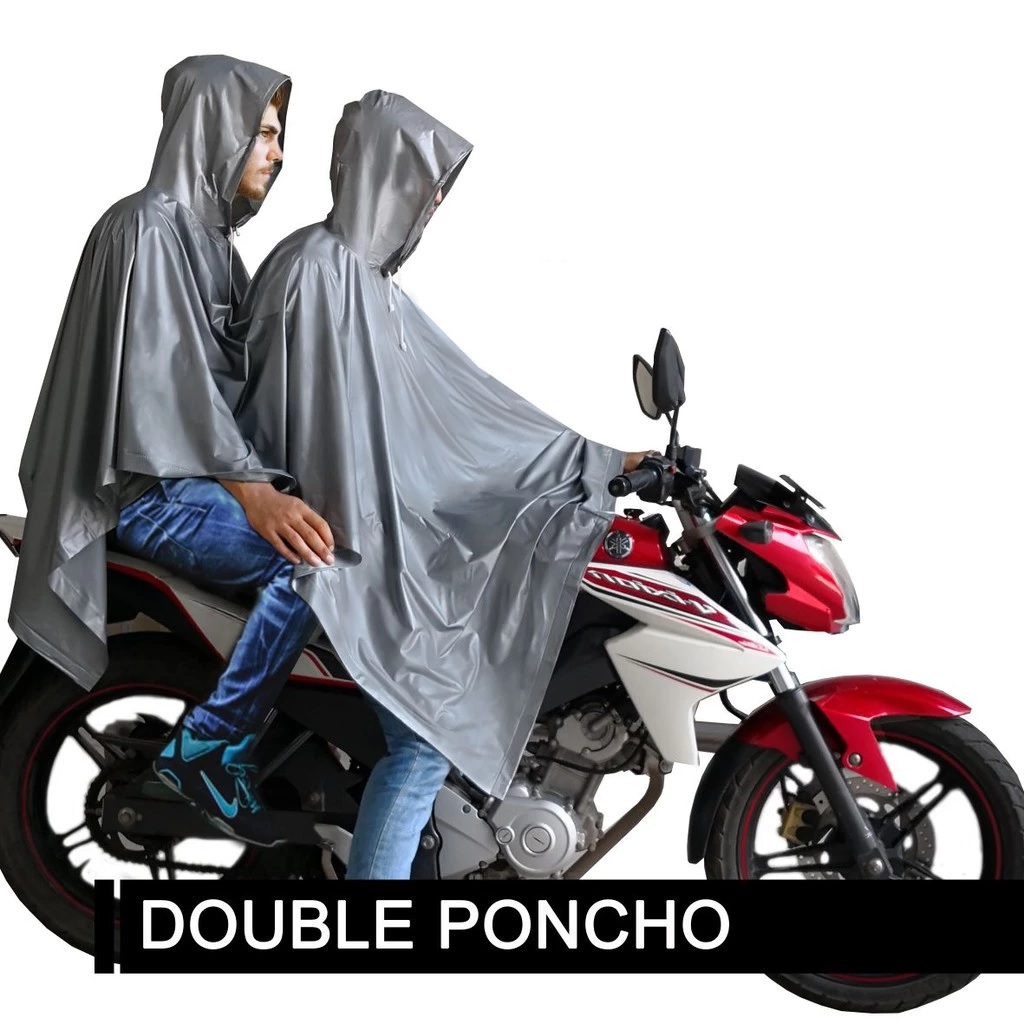 Jas Hujan Terusan Pasangan Double Poncho Raincoat Karet PVC — 5