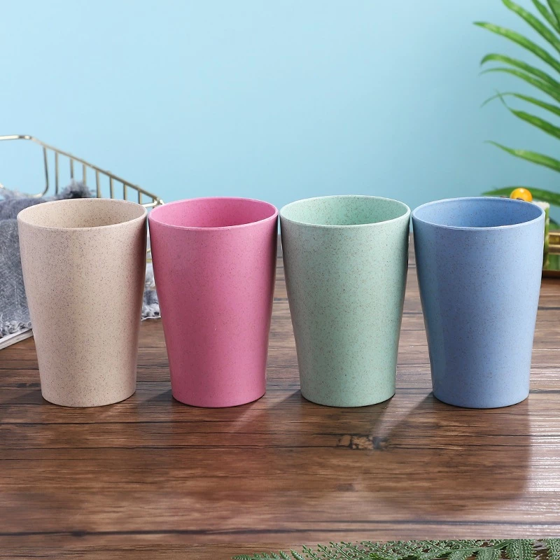 Gelas 1 Set Wheat Straw Isi 4 Anti Banting Cangkir Warna Warni — 7