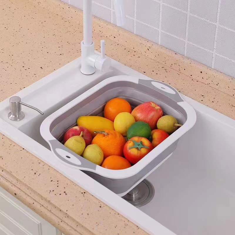 Baskom Talenan Lipat Multifungsi 3in1 Cuci Buah dan Sayur Portable — 6