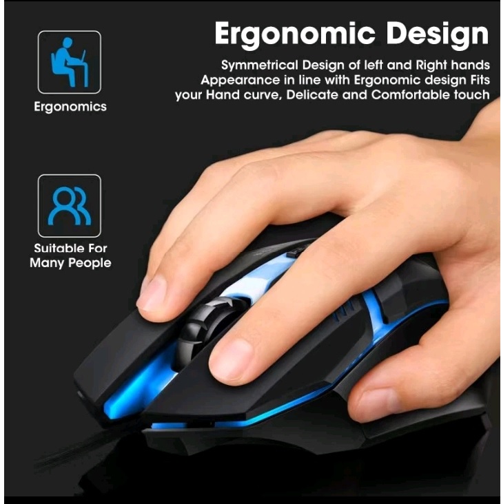 Mouse Gaming USB Kabel LED Desain Menarik 7 Lampu Warna Rainbow — 5