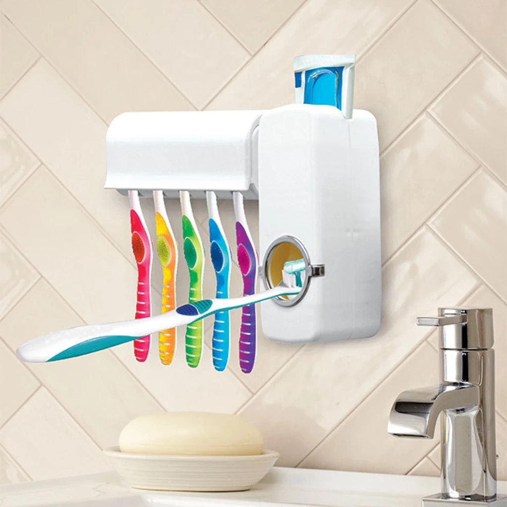 Set Dispenser Pasta Gigi Odol Dan Rak Cantolan Tempat Sikat Gigi — 6