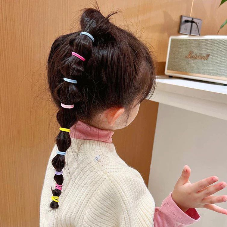 Kotak Ikatan Rambut Gaya Korea Kunciran Rambut Model Polos Warna Warni — 5